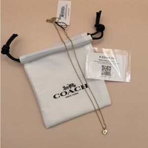 Coach Gold Heart Signature C Logo Pendant Necklace 573868GLD710 NWT